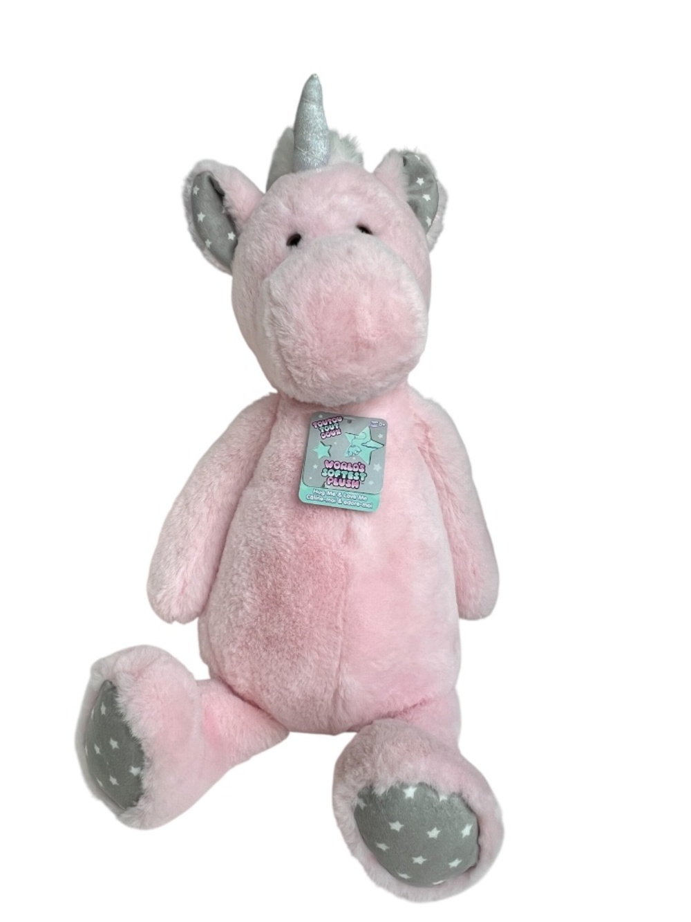 Worlds Softest Plush Unicorn Pink Hug Me Love Me Stars Baby 26" Tall NEW
